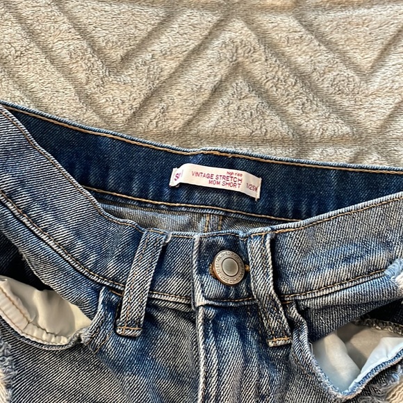 Distressed High Waisted Mom Jean Shorts Denim - Picture 3 of 3